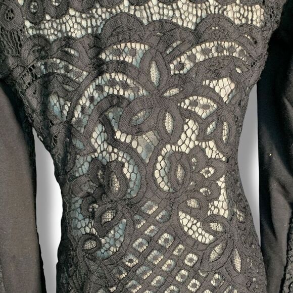 BCBGMAXAZRIA Keanu Black Lace Sleeve Sheer Back Tailored Hourglass Blazer Jacket - Picture 8 of 12